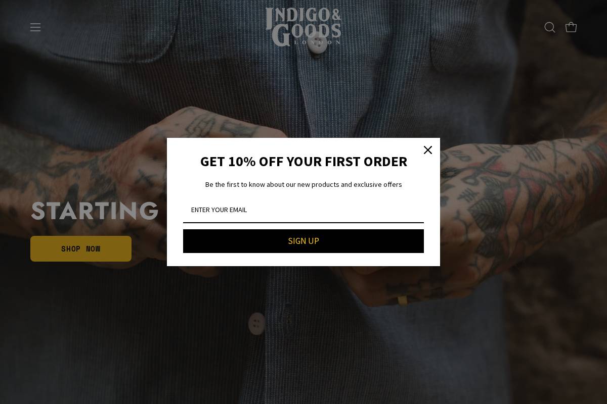 Indigoandgoods homepage screenshot