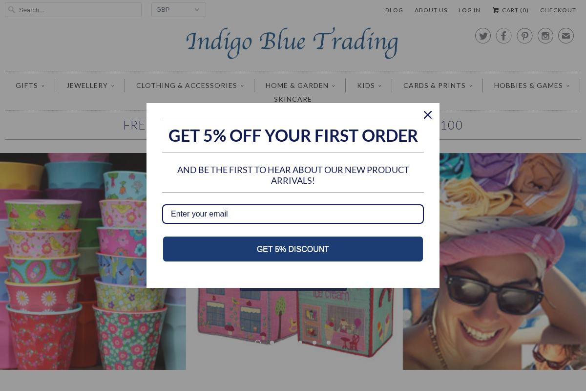 Indigo Blue Trading homepage screenshot