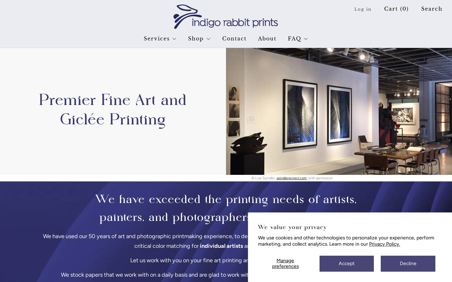 indigorabbitprints.com homepage screenshot