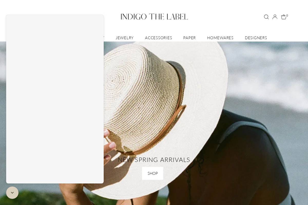 indigothelabel.com homepage screenshot
