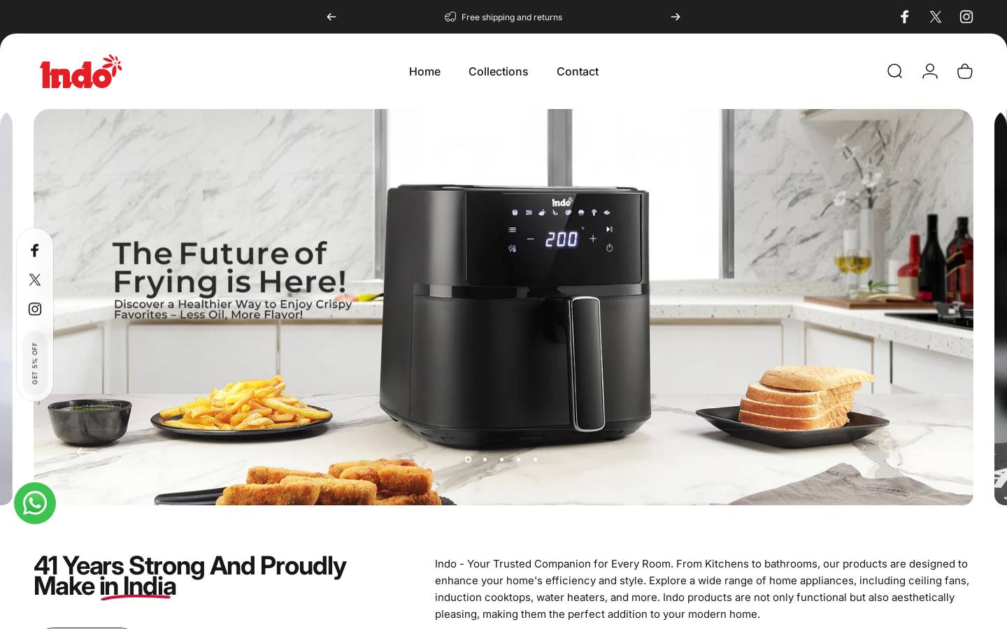 indoappliances.com homepage screenshot