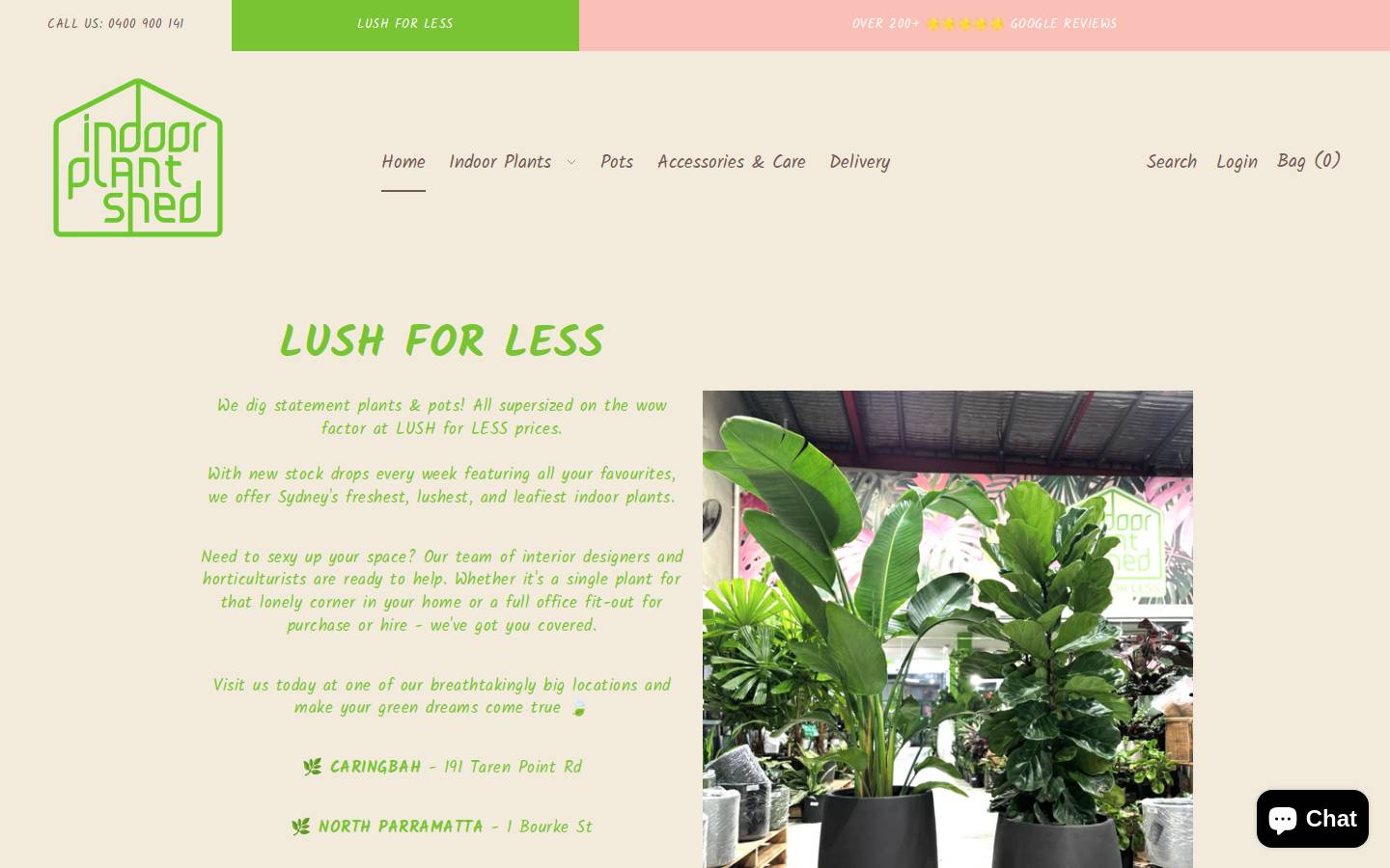 indoorplantshed.com.au homepage screenshot