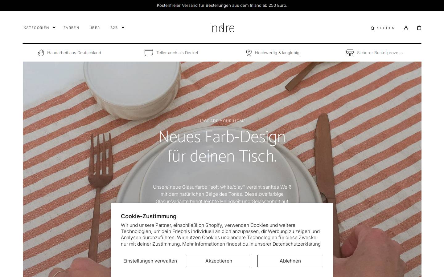 indreceramics.com homepage screenshot