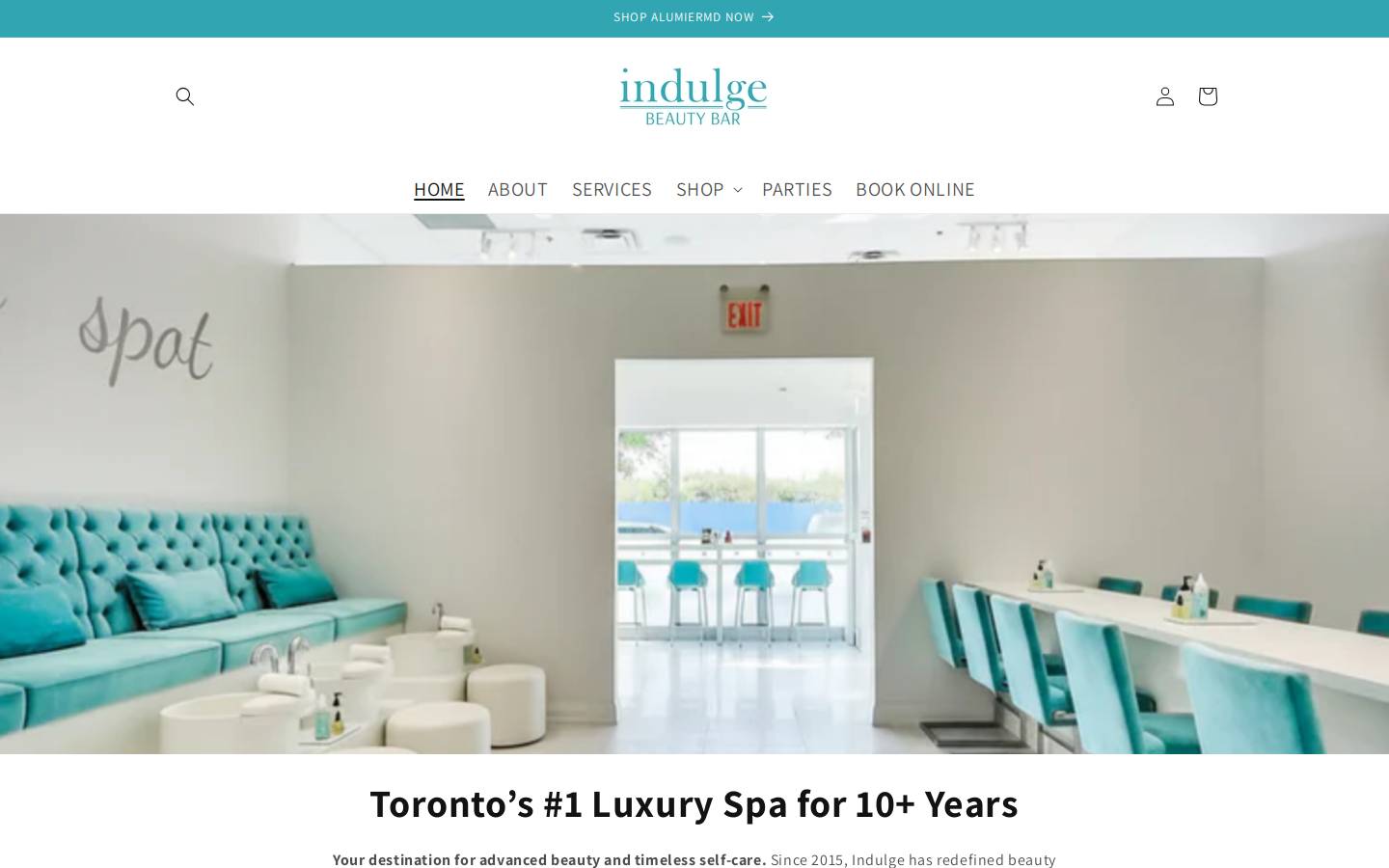 indulgebeautybar.com homepage screenshot