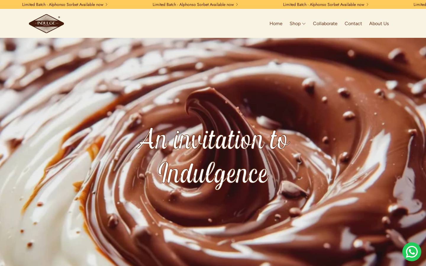 indulgecreamery.com homepage screenshot