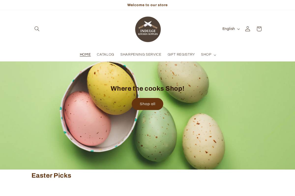 indulgekitchensupplies.com homepage screenshot