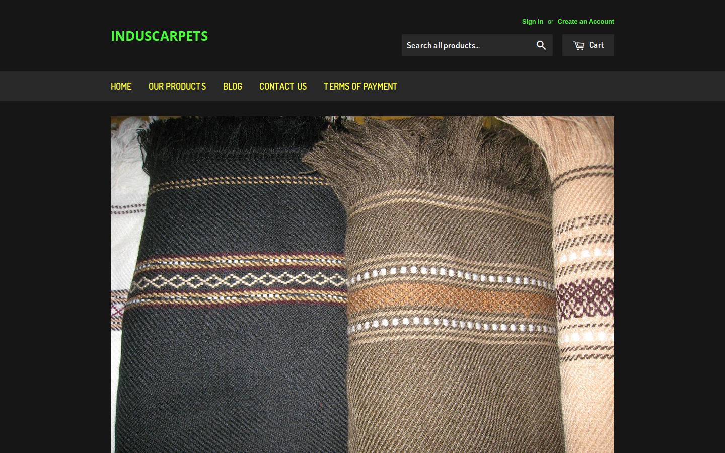 induscarpets.com homepage screenshot