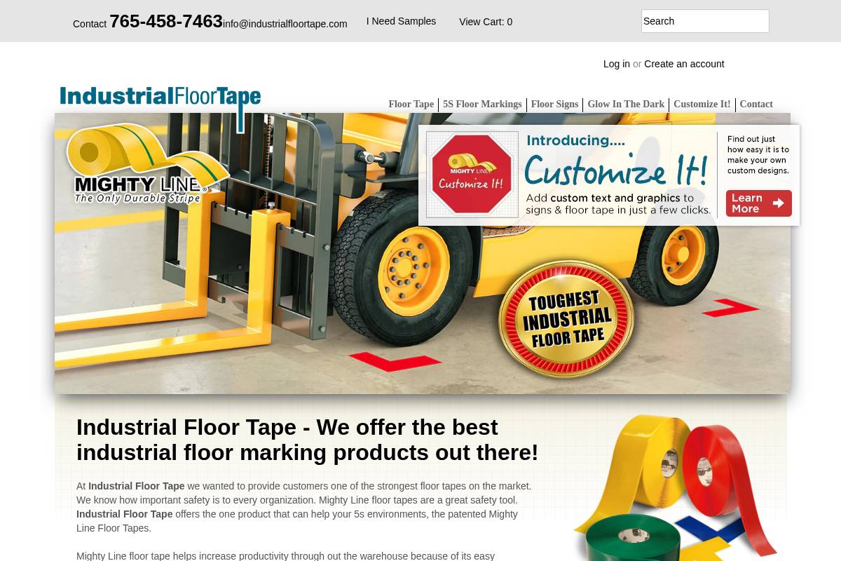 industrialfloortape.com homepage screenshot