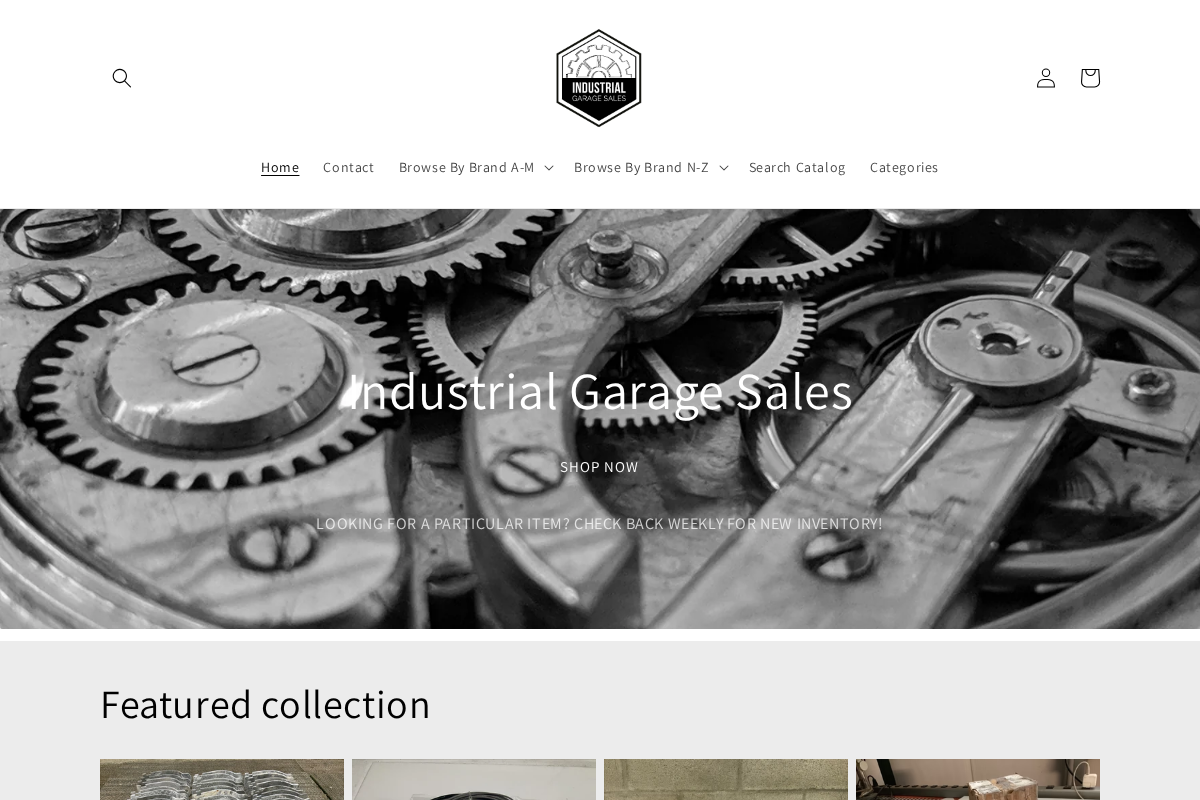 Industrial Garage Sales homepage screenshot