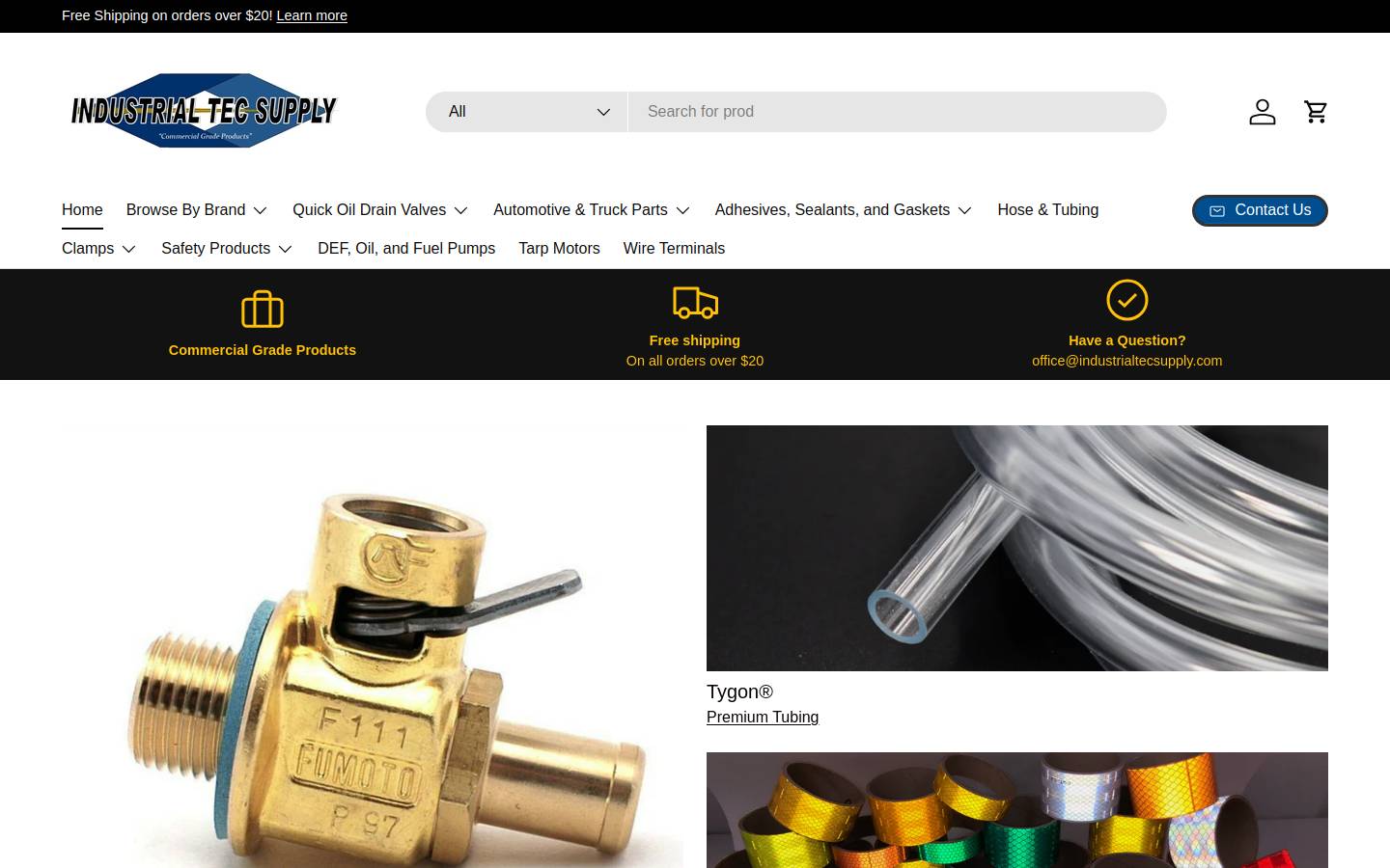 industrialtecsupply.com homepage screenshot