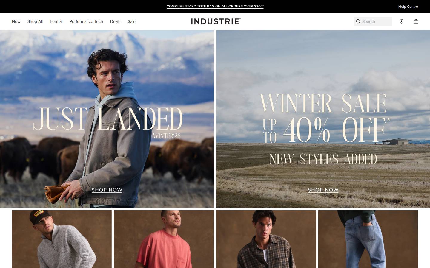 Industrie Clothing homepage screenshot