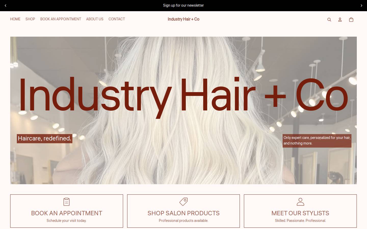 industryhairsalon.com homepage screenshot