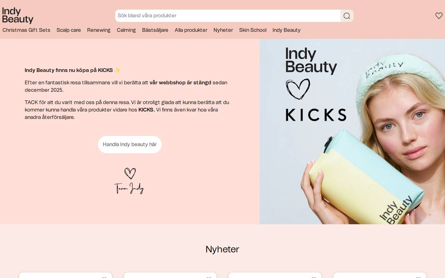 Indybeauty homepage screenshot