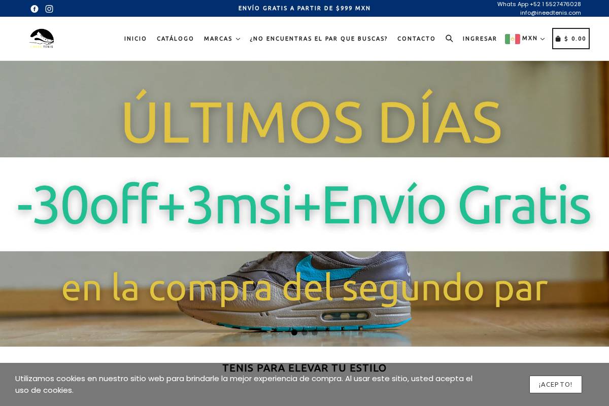 ineedtenis.com homepage screenshot