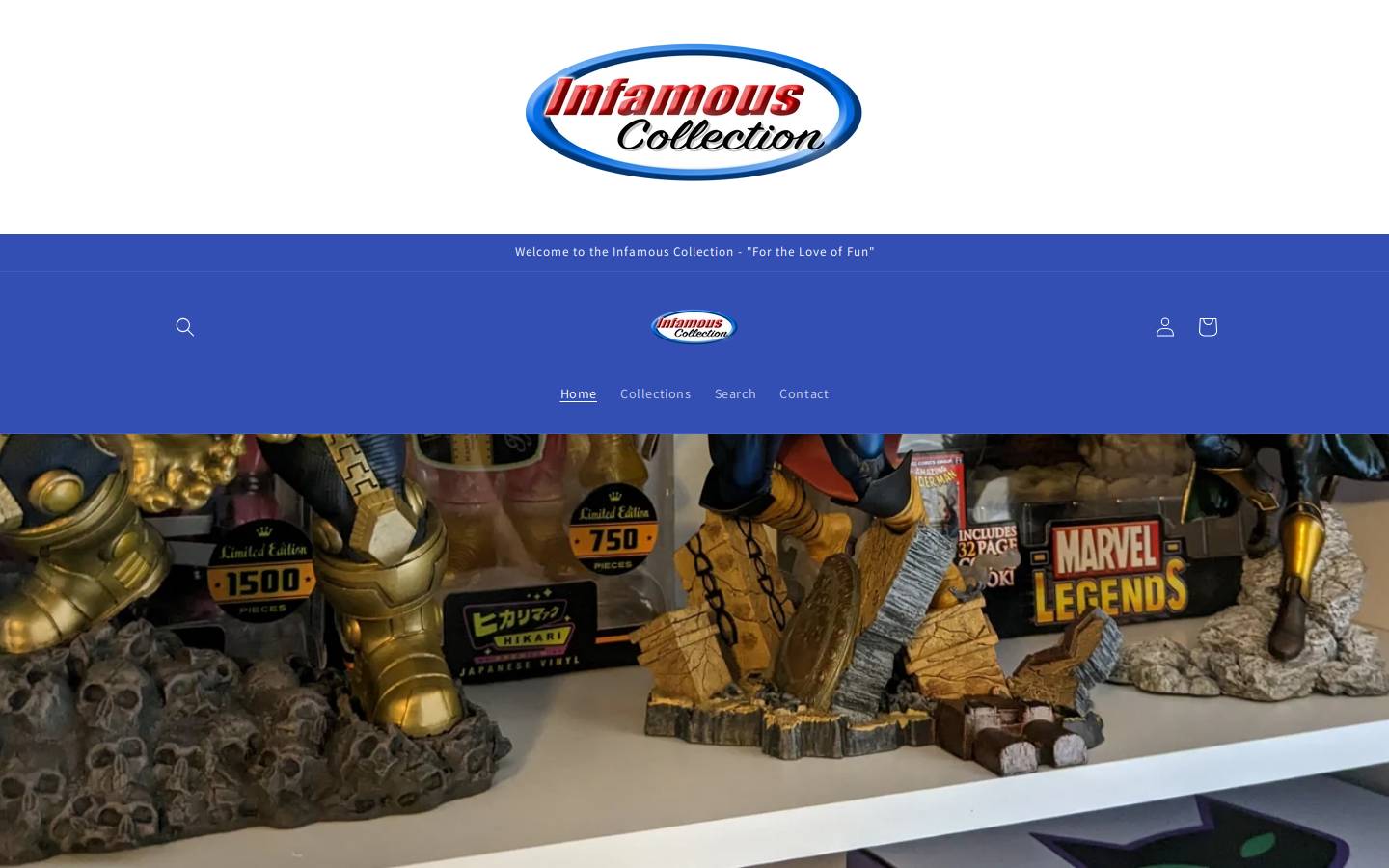 infamouscollection.com homepage screenshot
