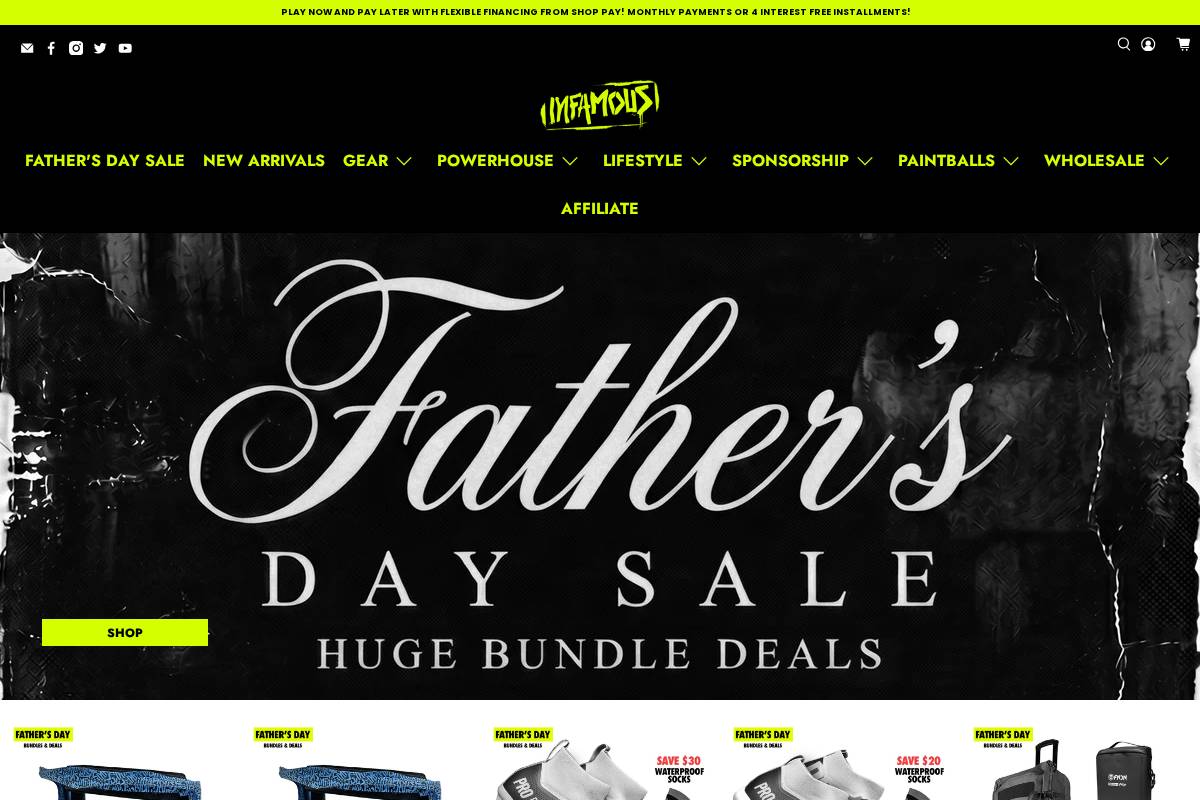infamouspaintball.com homepage screenshot