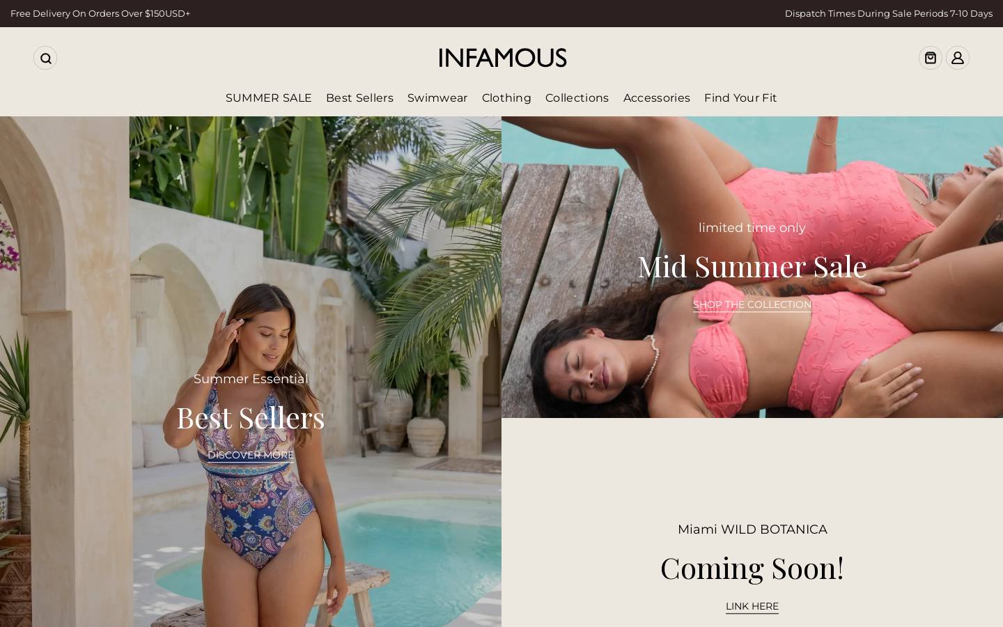 Infamousswim homepage screenshot