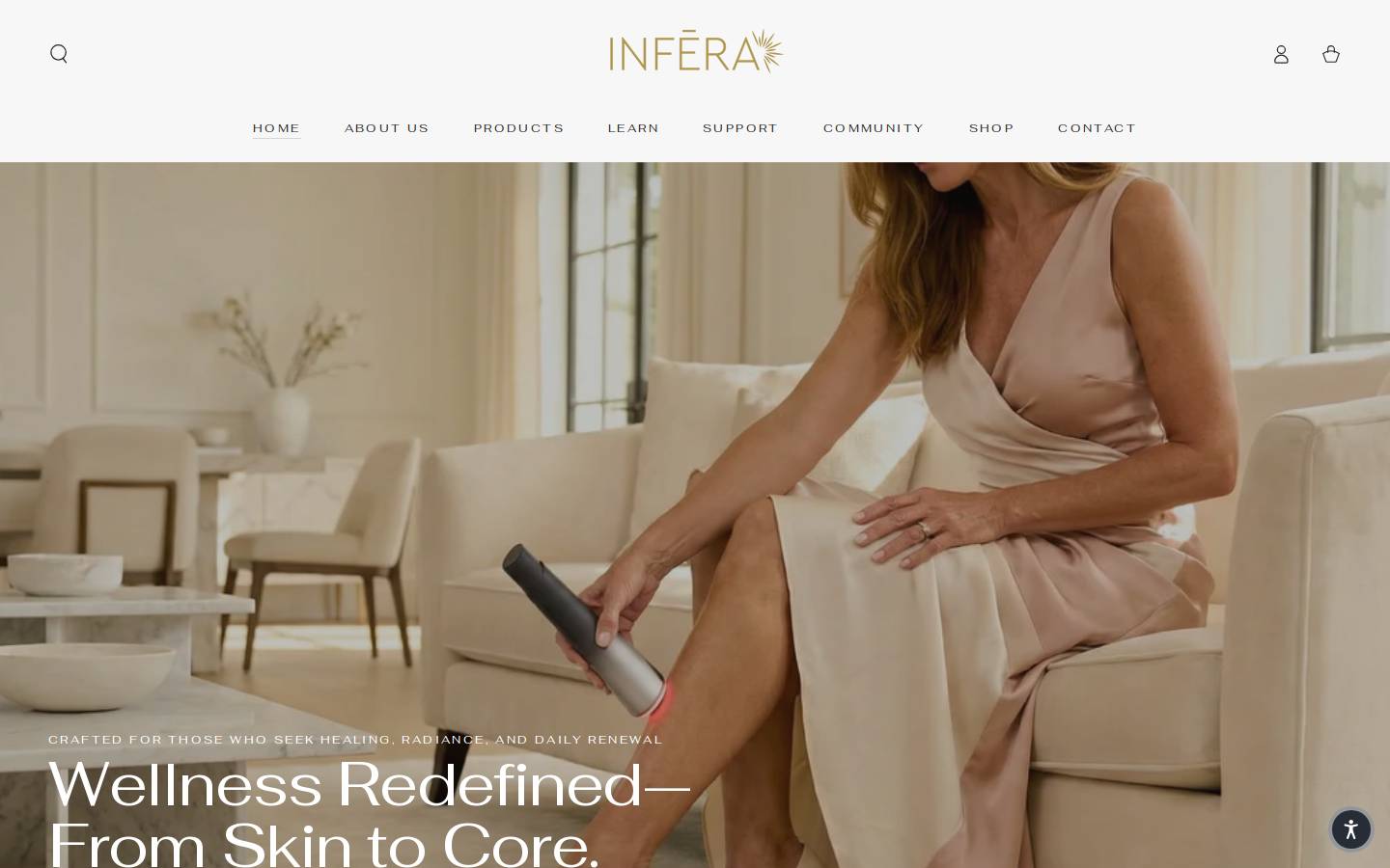 INFĒRA Light Therapy homepage screenshot