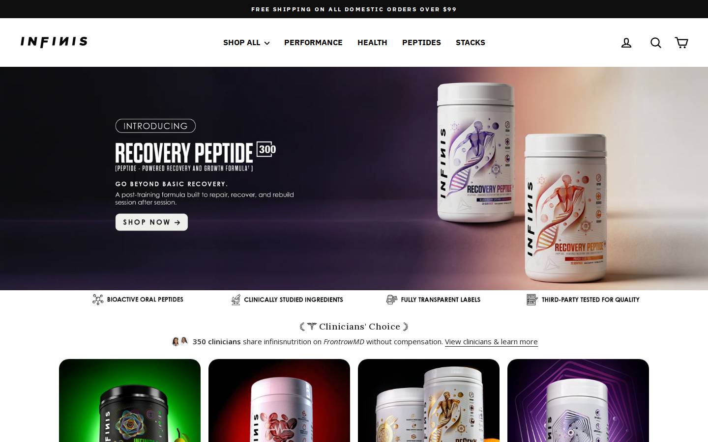 infinisnutrition.com homepage screenshot