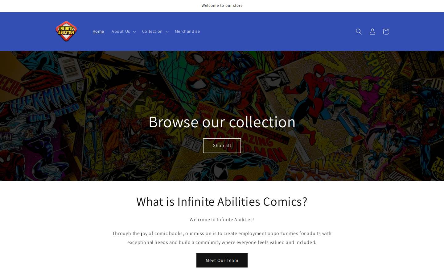 infiniteabilitiescomics.com homepage screenshot