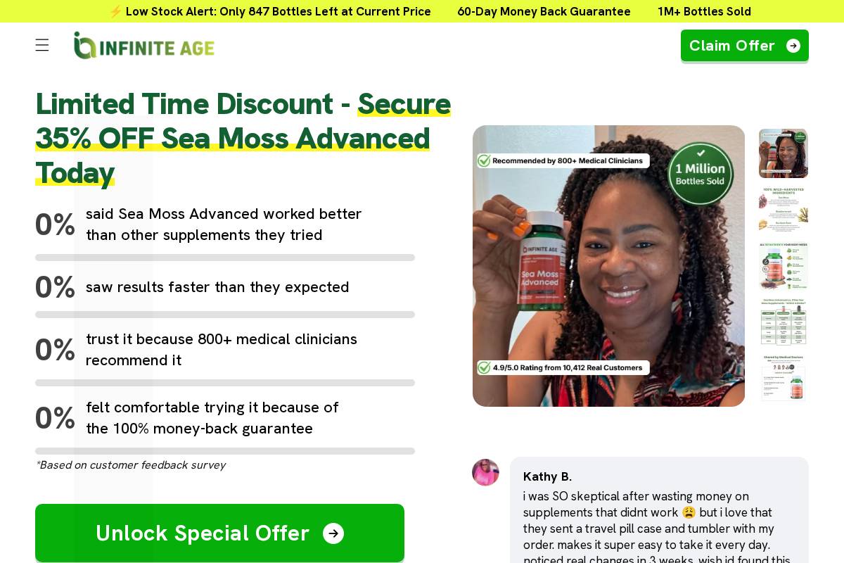 infiniteage.com homepage screenshot