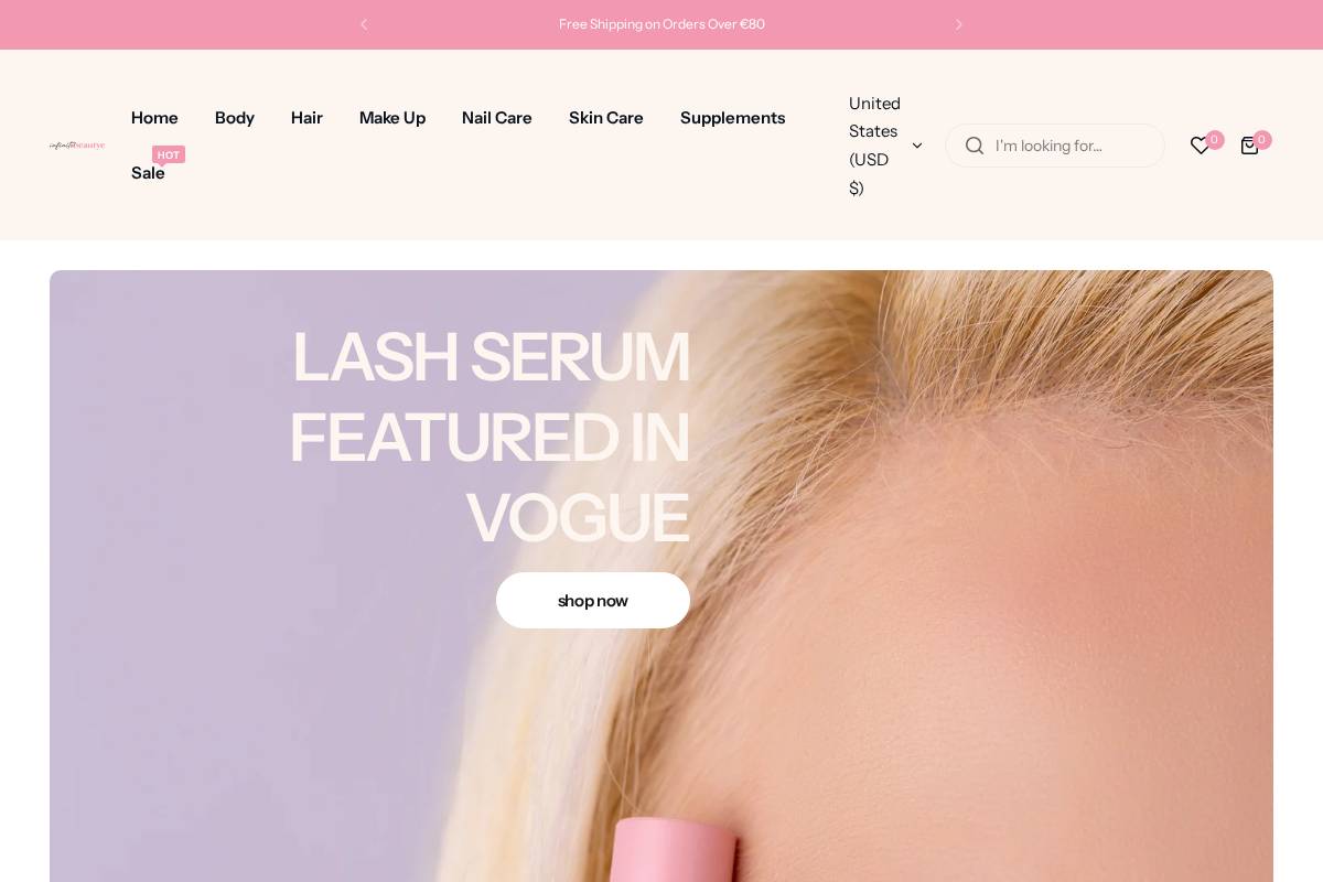 Infinitebeautye homepage screenshot