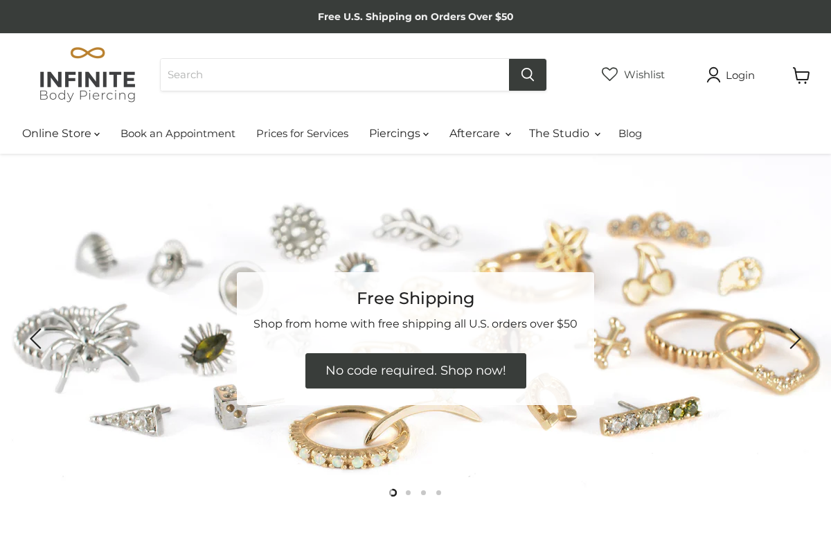 Infinite Body Piercing, Inc. homepage screenshot