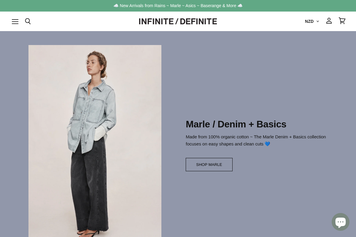 Infinite Definite homepage screenshot