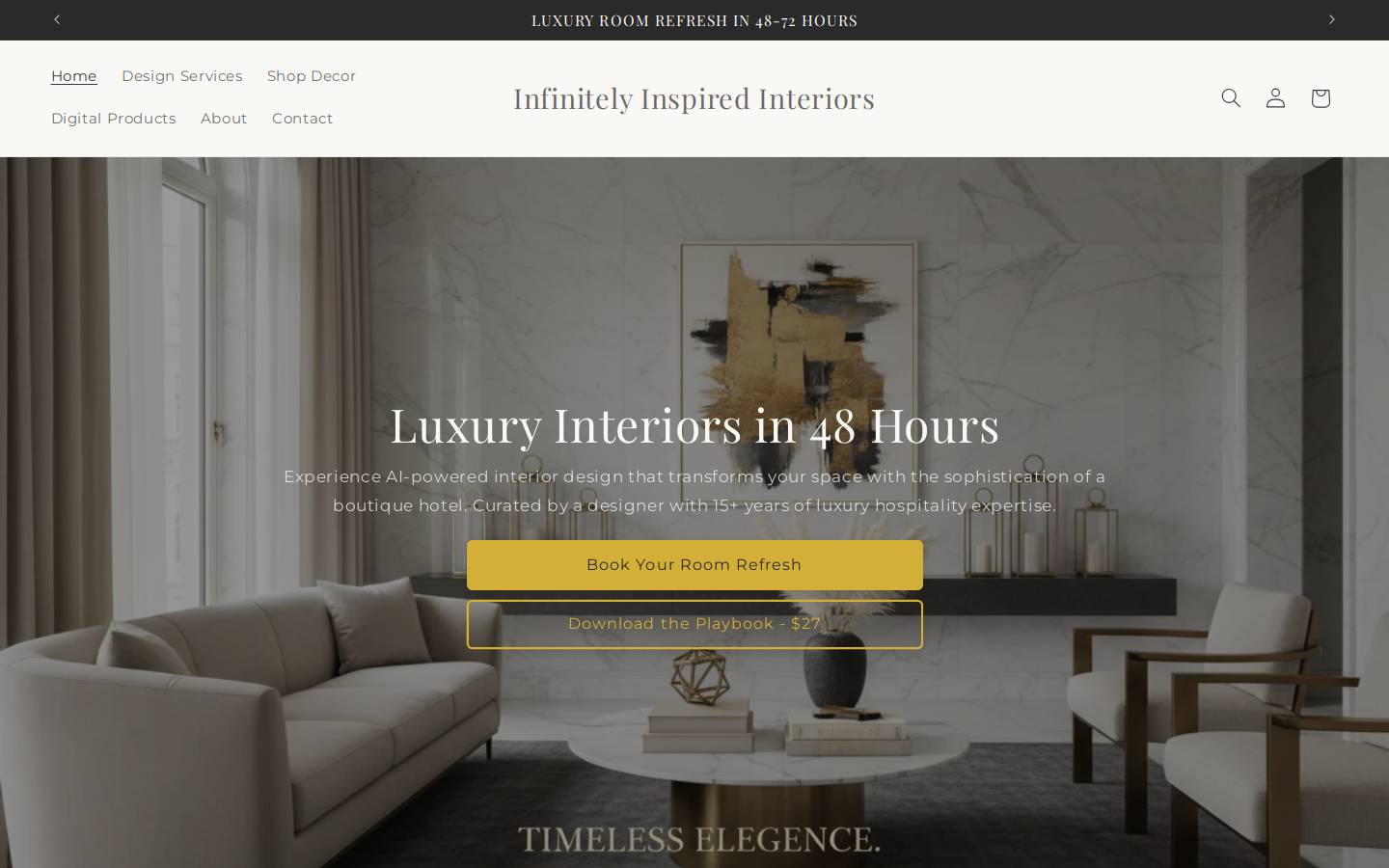 Infinitelyinspiredinteriors homepage screenshot