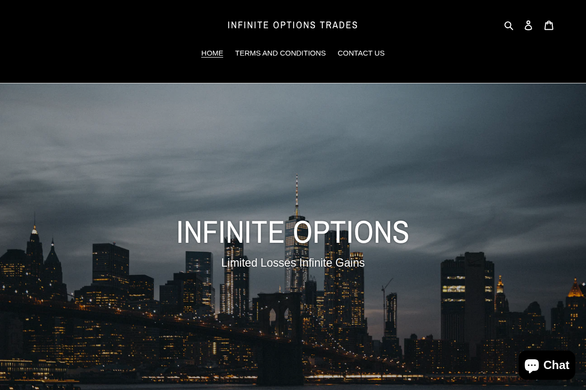 Infinite Options Trades homepage screenshot