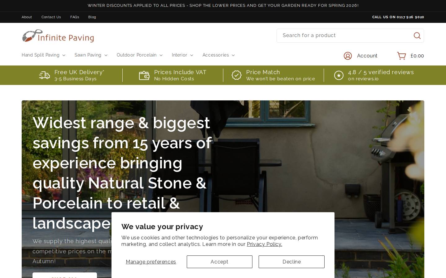 Infinite Paving Ltd homepage screenshot