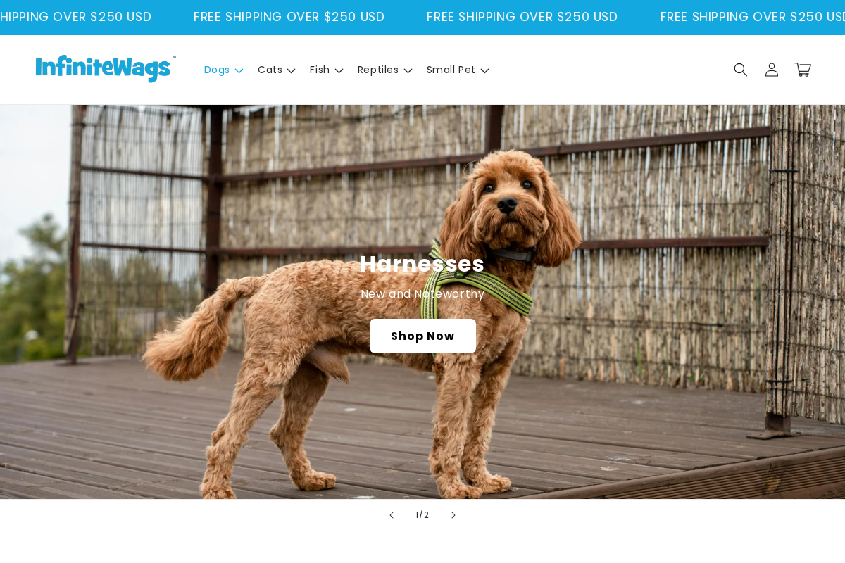 infinitewags.com homepage screenshot