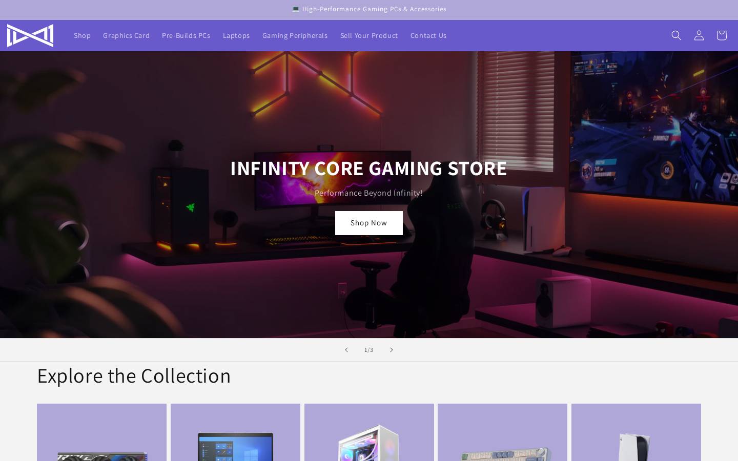 infinitycoregaming.com homepage screenshot