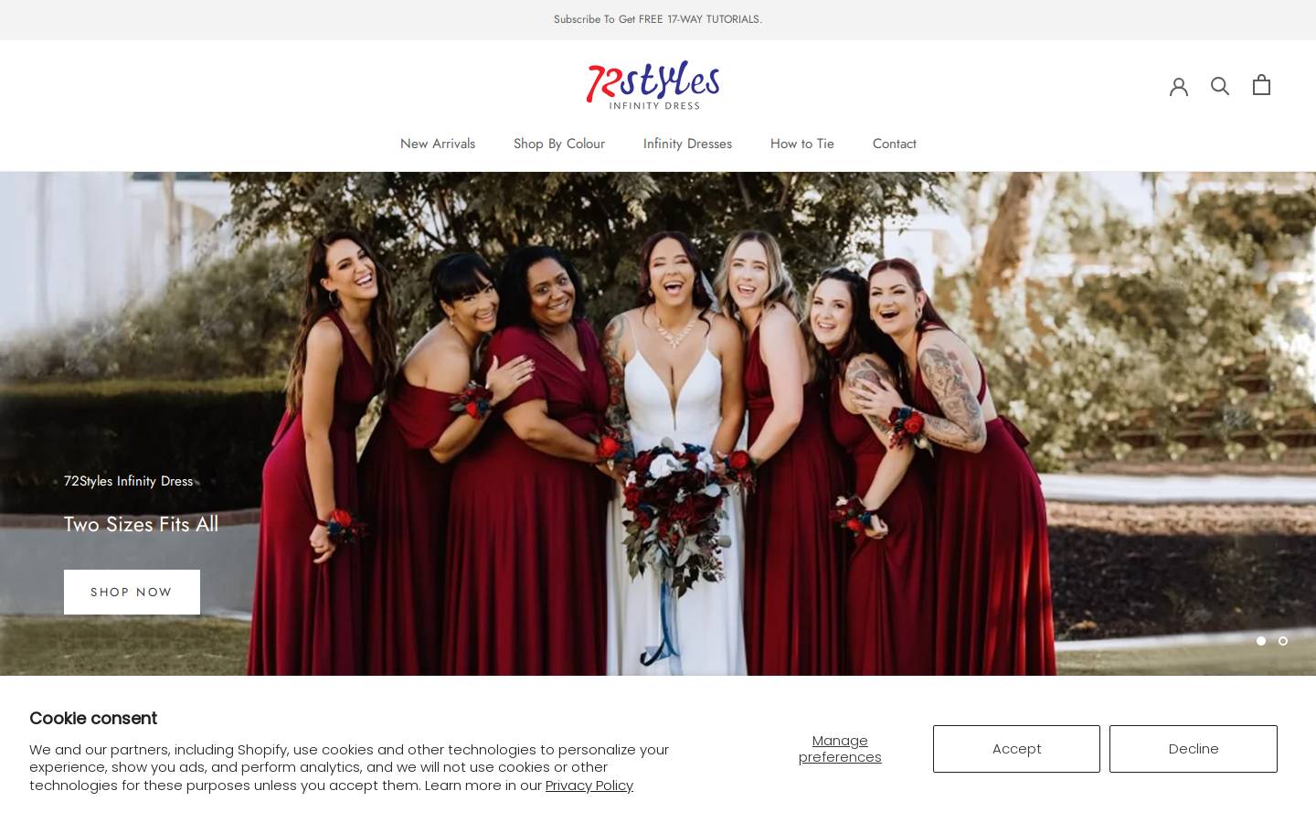 Infinitydress homepage screenshot