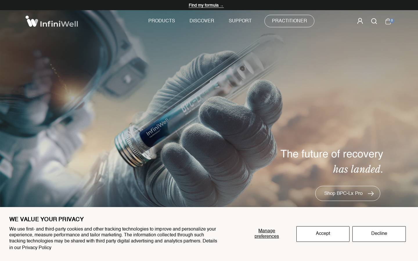 Infiniwell homepage screenshot