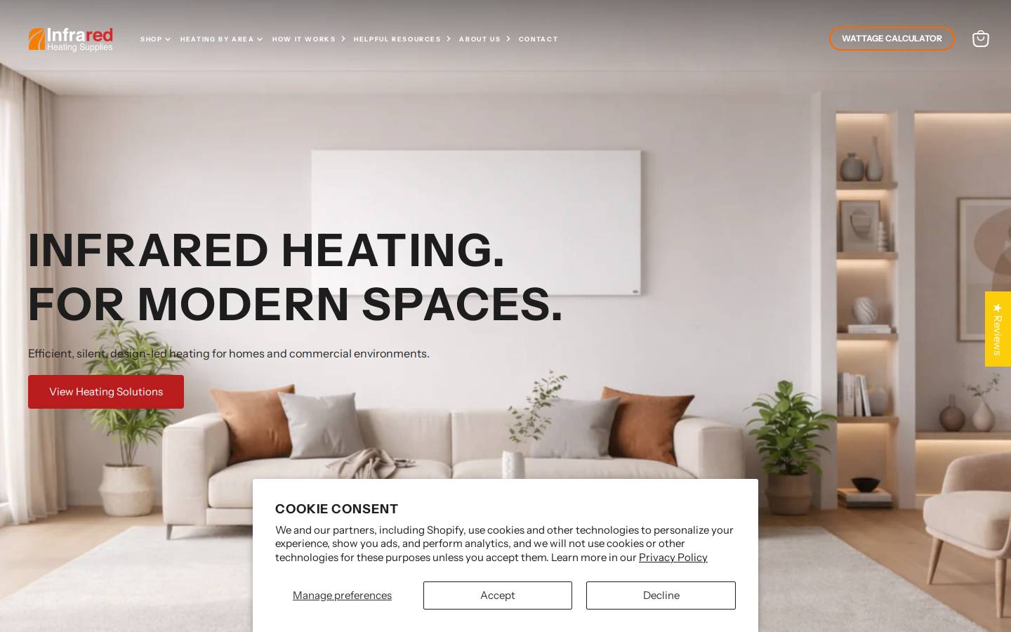 Infrared Heating Supplies homepage screenshot
