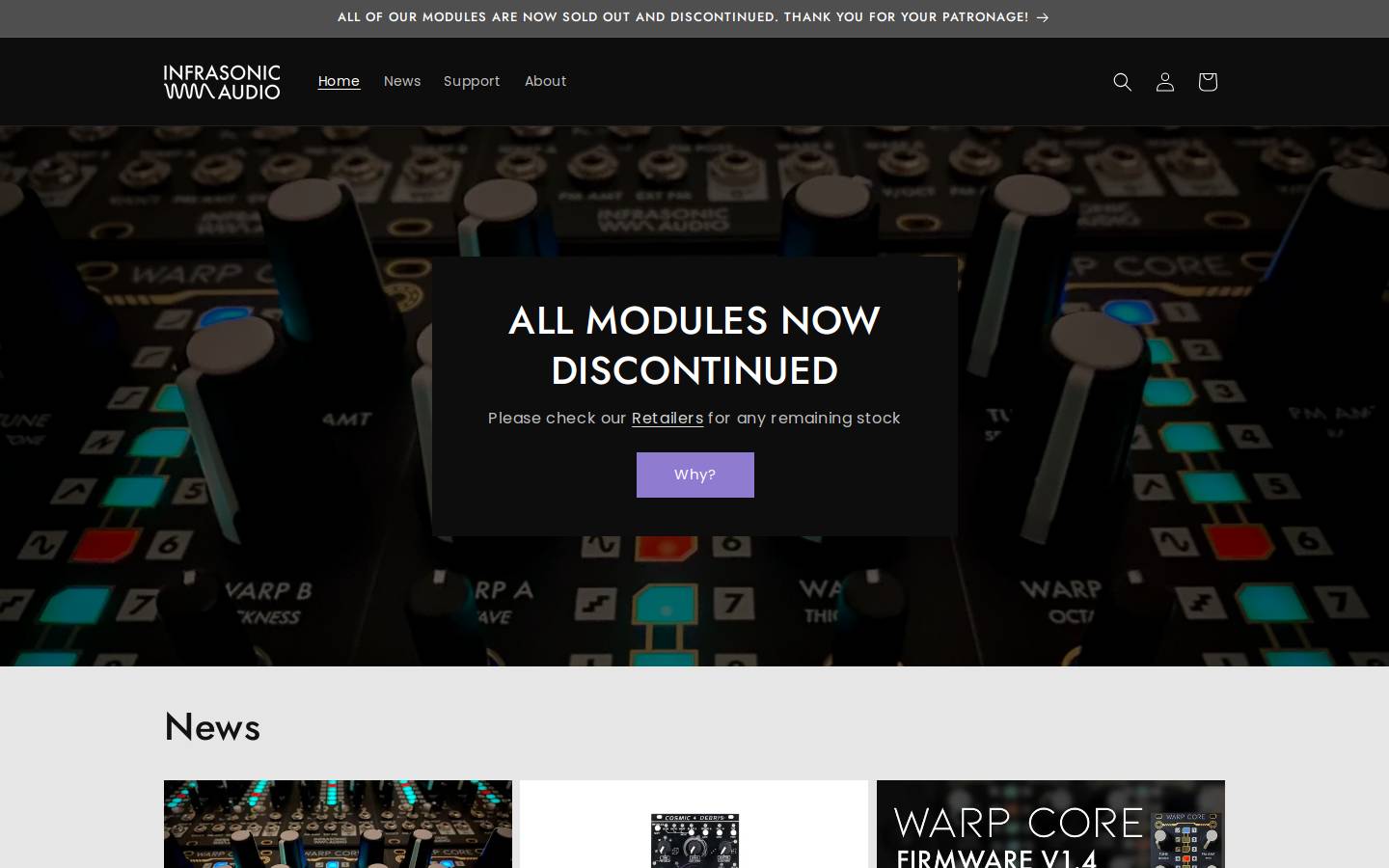 infrasonicaudio.com homepage screenshot