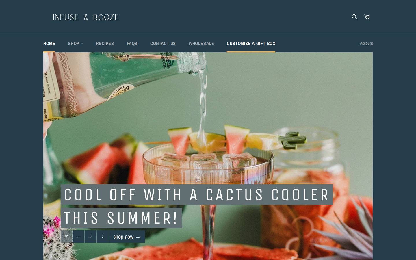 infuseandbooze.com homepage screenshot