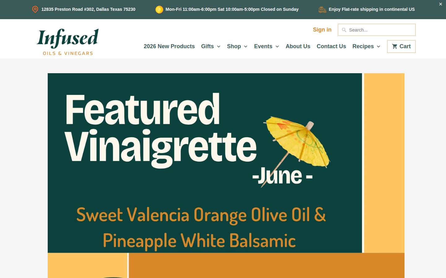 infusedoilsandvinegars.com homepage screenshot