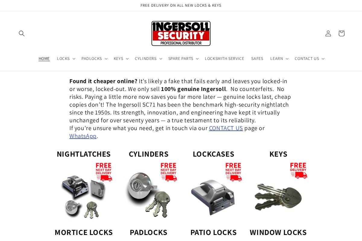 ingersolllocks.co.uk homepage screenshot