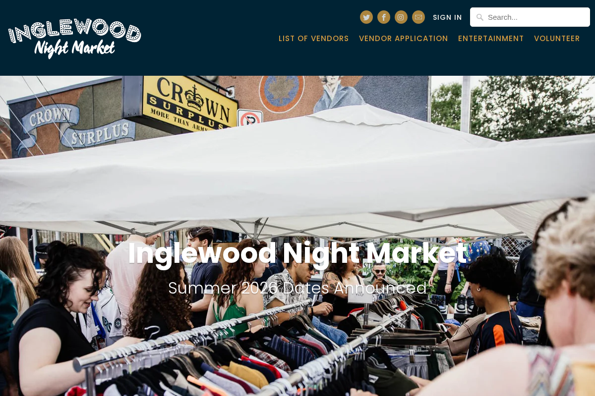 Inglewood Night Market homepage screenshot
