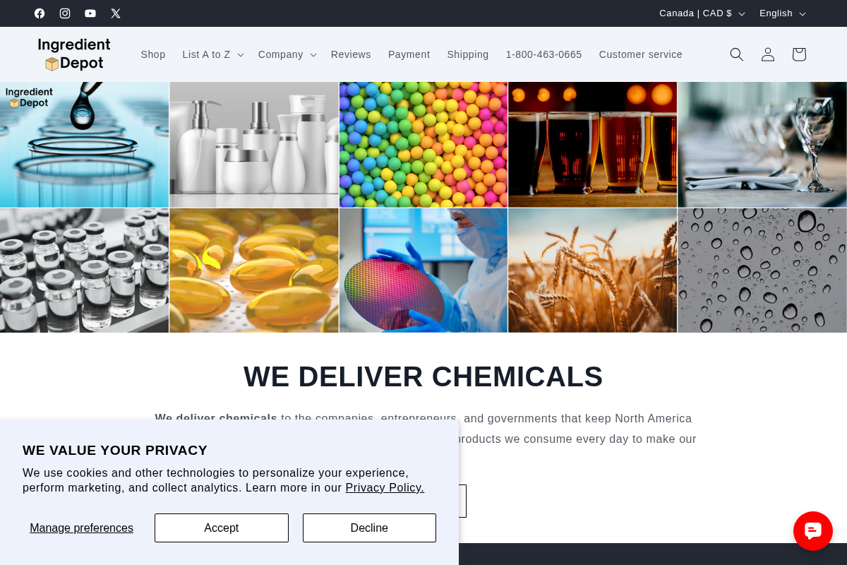 ingredientdepot.com homepage screenshot