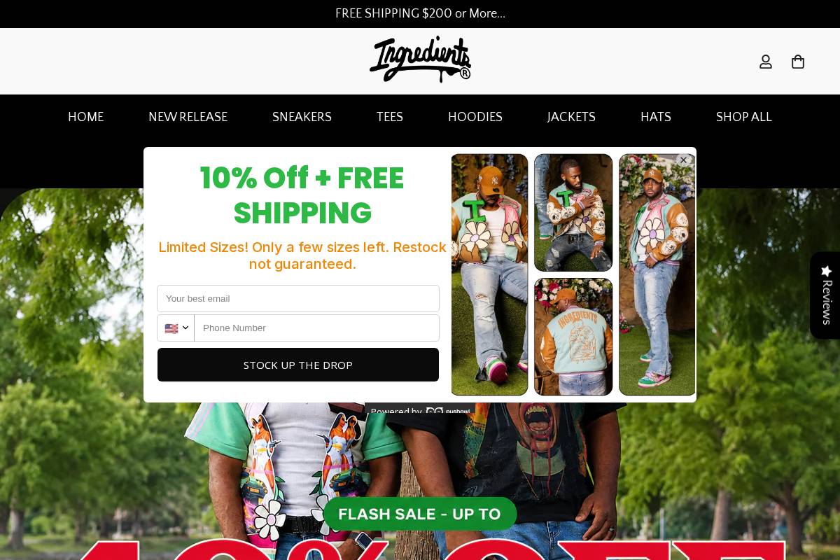 ingredientsclothingco.com homepage screenshot