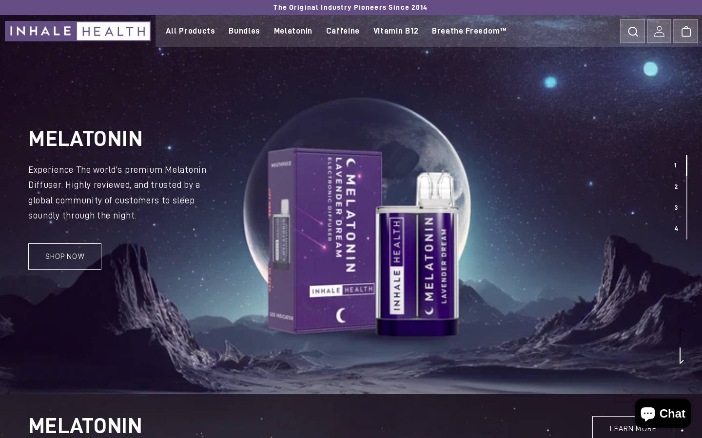 Inhale Health homepage screenshot