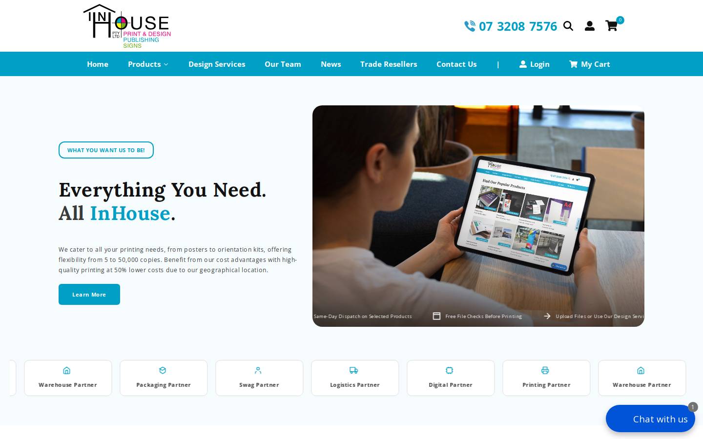 inhouseprint.com.au homepage screenshot