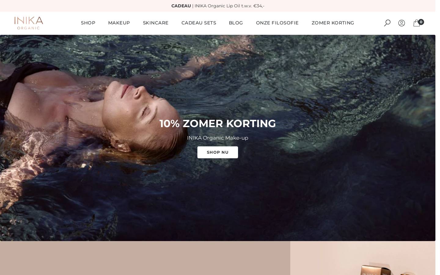 INIKA Organic homepage screenshot
