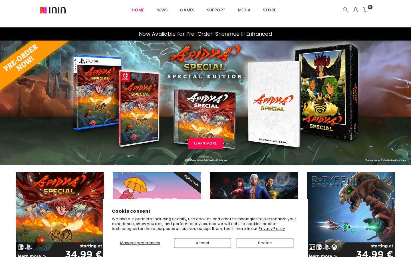 Iningames homepage screenshot