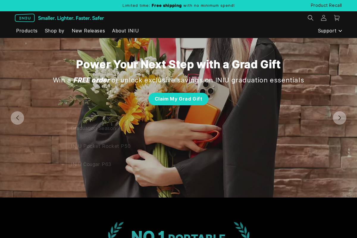 INIU homepage screenshot