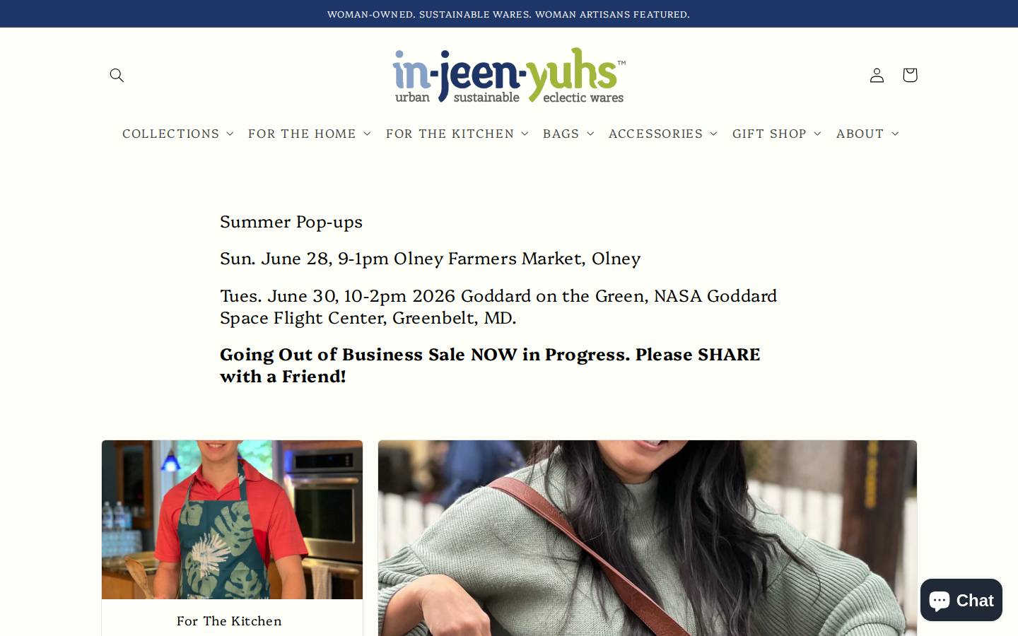 injeenyuhswares.com homepage screenshot