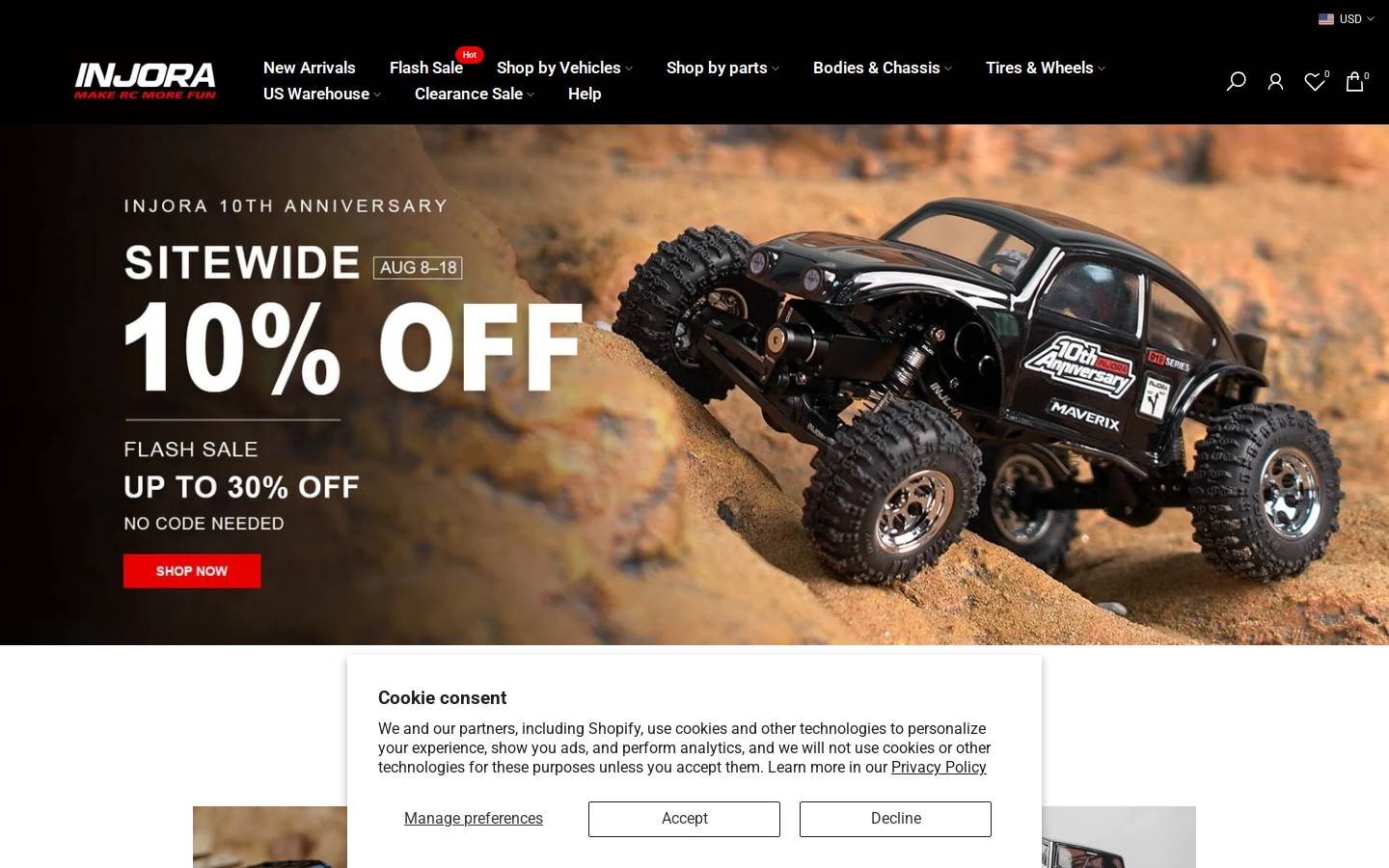 Injora homepage screenshot
